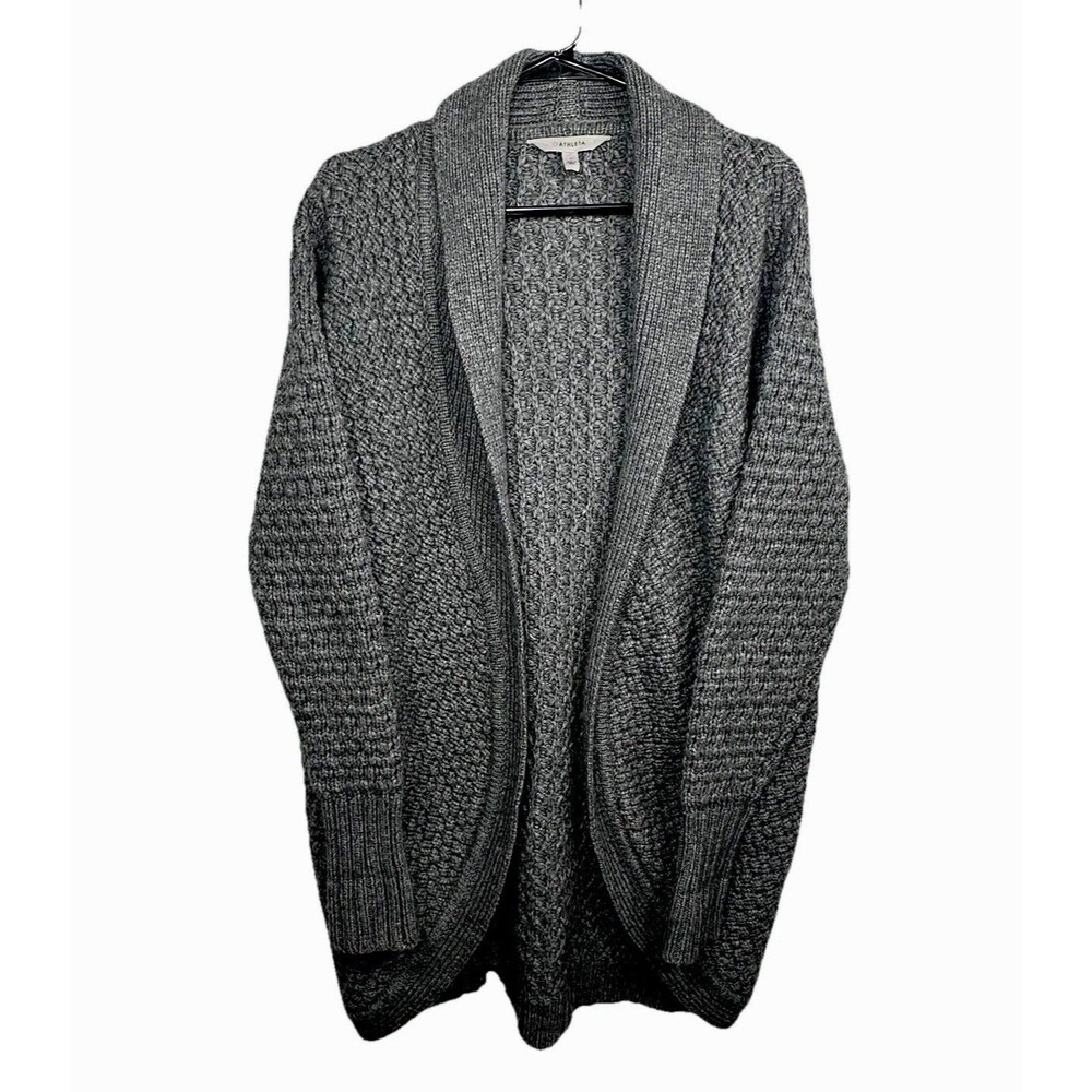 Athleta Heavy Knit Yak Wool Sweater Cardigan Women Small Open Front Shawl Collar